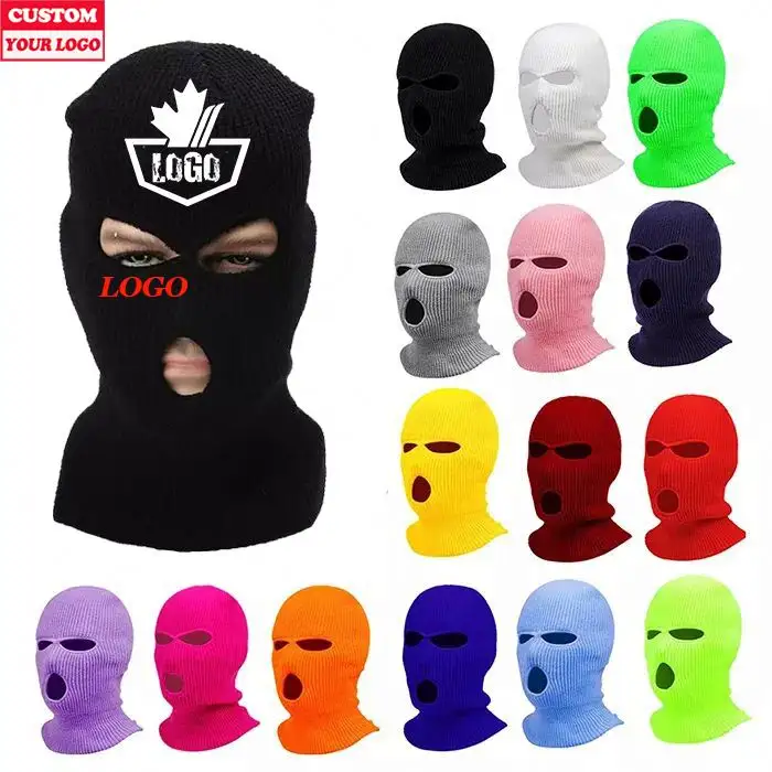 Nouveau Style de masques chauds pour le visage, bonnet tricoté, cagoule pour animaux, masque de Ski à trous personnalisés