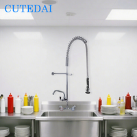 Robinet de cuisine professionnel en laiton à double poignée avec douchette extractible pour pré-évier, finition chromée