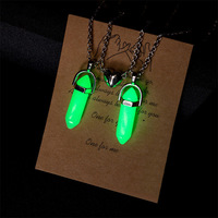 Collier pendentif pierre de lune femme bijoux de mode hexagone coeur prisme balle pierre lumineuse Fluorescent Hiphop alliage chaîne