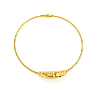 قلادة خانقة أنيقة من الفولاذ المقاوم للصدأ المطلي بالذهب عيار 18 قيراط بنمط المطرقة المنحنية المبتسمة للحفلات - Product Image 5