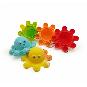 Экологичная силиконовая Мягкая пузырьковая игрушка-Осьминог для снятия стресса, водонепроницаемые Игрушки для ванны для малышей