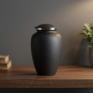 Black Cremation Urn <b>Keepsake</b> Vase Memorial <b>Ash</b> Cremation Urn with Silver Lid Graveyard Remembrance - Indian Home Crafts - Product Image 1