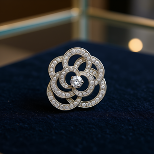 Anello con diamante T0028 in oro bianco, taglio rotondo brillante, stile lussuoso da donna, misura 8 - Product Image 2