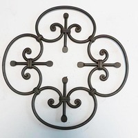 Panneau décoratif d'ornements en fer forgé pour clôture