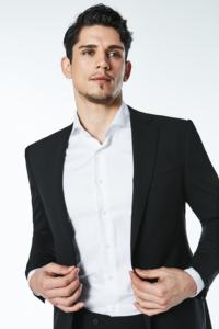 Chaqueta clásica de negocios para hombre, pantalones formales personalizados, color negro, dos piezas, para negocios - Product Image 3