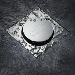 Siphon de douche carré avec couvercle à grille amovible Débouchage rapide pour salle de bain en acier inoxydable Logo et taille personnalisés Siphon de sol