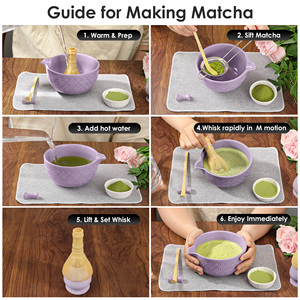 Juego de Té Matcha de Cerámica de Estilo Japonés de 7 Piezas de Alta Calidad, Tazón Tradicional Grabado, Cepillo para Té, Batidor de Polipropileno para Café y Té - Product Image 6