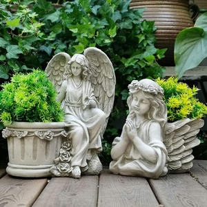 Petit ange pot de fleurs vase fleurie déesse des fleurs pot de jardin extérieur ailes blanches ange enfant chérubin statue pot de fleurs - Product Image 5