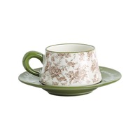 Ensemble tasse et soucoupe à café de style américain rétro - Haute couture - Instagram-worthy - Pour les couples et le goûter des dames