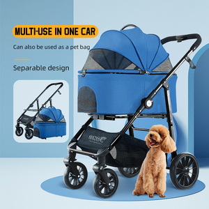 4 पहियों के साथ छोटे से बड़े पालतू जानवरों के लिए फोल्डेबल कार्ट के लिए 4 पहियों और कॉसी हैंडल डॉग रोलर्स पालतू ट्रॉली - Product Image 2