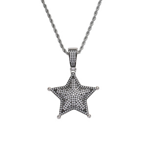 Pendentif Pentagramme, Accessoires Hip Hop, Cuivre incrusté de Zircon, Ciel étoilé nocturne, Collier pendentif étoile colorée - Product Image 5