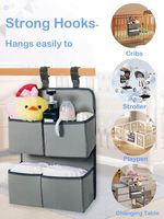 Organisateur de couches suspendu pour berceau, avec 4 poches profondes, support de couches pour table à langer, empileur de couches suspendu, organisateur de rangement pour chambre d'enfant