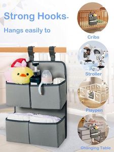 Organisateur de couches suspendu pour berceau, avec 4 poches profondes, support de couches pour table à langer, empileur de couches suspendu, organisateur de rangement pour chambre d'enfant - Product Image 3