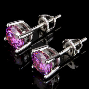 Venta al por mayor de fábrica: Pendientes de tuerca redondos de 5mm/6.5mm de plata 925 bañada en oro con certificados GRA, estilo hip hop, a la moda, con cierre de rosca. - Product Image 1