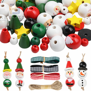 225pcs שלג עץ חרוזים עץ שלג שלג סנטה קלאוס עץ רופף מלאכה חרוזי עם סרט ביצות ג 'ט בופלו עבור חג המולד - Product Image 1