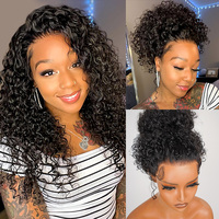 Perruque Lace Front 360 Sans Colle à Cordon Invisible Design, Bouclée Pré-Coiffée, Cheveux Humains Vierges HD Transparent avec Baby Hair