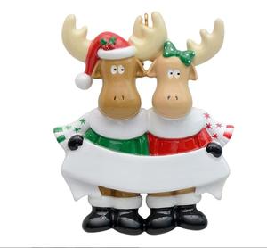 Polyresin Moose Family of 2 3 4 5 ornamento personalizzato per albero di <span class=keywords><strong>natale</strong></span> 2021 ornamento unico per tradizione familiare per mamma, papà, bambini - Product Image 1