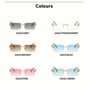 Lunettes de soleil rétro tendance avec logo personnalisé, monture en métal en forme de serpent, UV400, dégradées, sans monture, carrées, pour hommes et femmes - Product Image 6