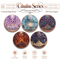 Pièce de monnaie en cuivre pur 999 de 1 et 5 oz, Série Cthulhu, couleur haute définition, style rêveur, impression UV, édition collector 3D de qualité supérieure