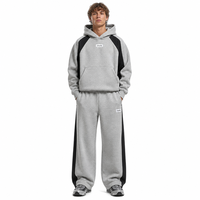Conjunto de Sudadera con Capucha y Pantalones Deportivos Unisex de Alto Gramaje con Bloques de Color y Paneles en Contraste, Estilo Urbano, Personalizable OEM ODM al por Mayor, REACH CPC