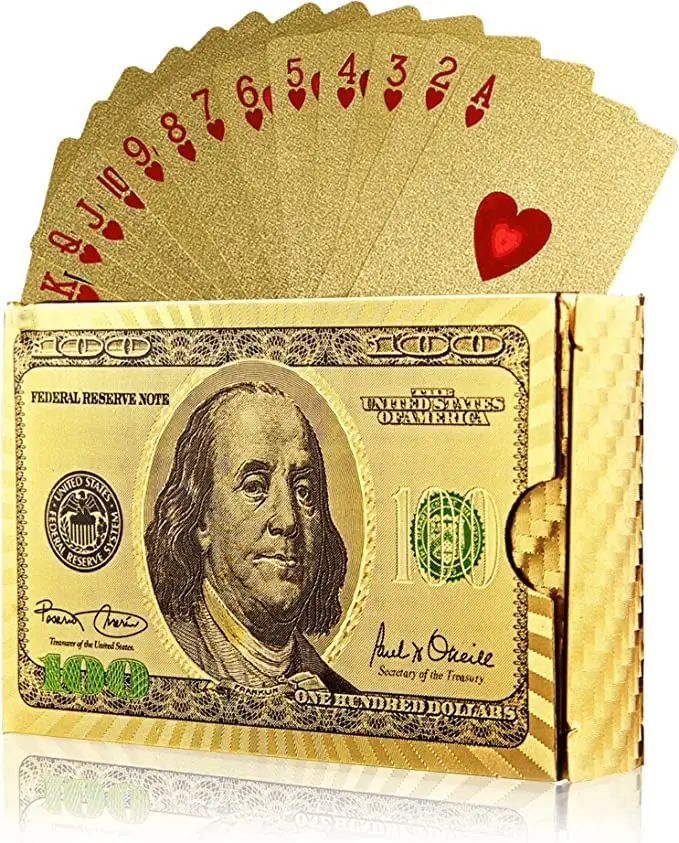 plastic poker 2023 factory new Luxury Gold foil dollar plastic poker back printed card dollar poker playing card Play card plastic