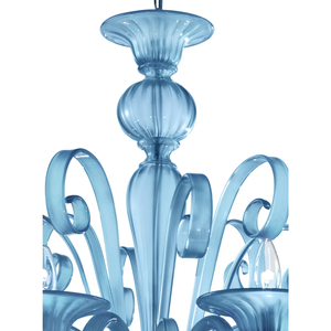 Lampadario Moderno Contemporaneo in Vetro di Murano Blu Satinato per Decorazione Casa <span class=keywords><strong>Soggiorno</strong></span> - Product Image 3