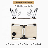 Bureau pour ordinateur Portable avec pieds pliables et fente pour tasse, plateau de lit Portable, Table, support de lecture pour ordinateur Portable