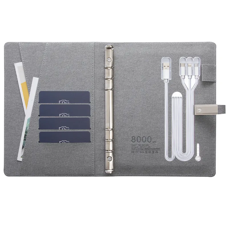 New Arrive Ideas Notepad Softcover Fingerprint Notebook With Power Bank Rechargeable And Metal Pen