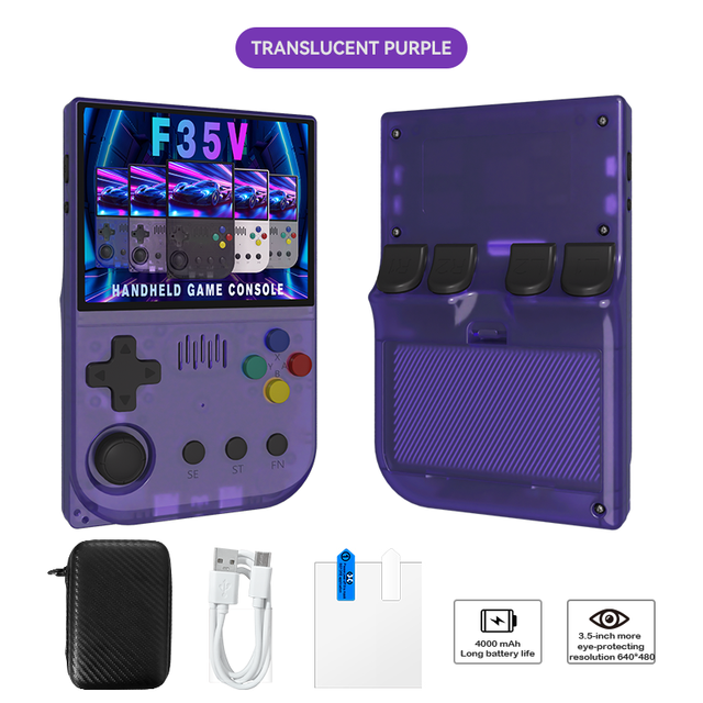 2026 F35V 3.5 Inch IPS Screen Handheld Gaming Player 30+ Classic Emulators EE4.7 System Portable Retro Handheld Game Console