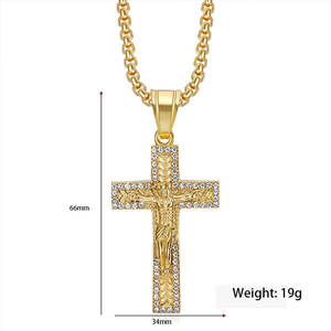 Collar Religioso de Acero Inoxidable 316L con Baño de Oro PVD de 18K, Joyería Fina con Colgante de Cruz de Jesús con Circonitas, para Hombre y Mujer - Product Image 6