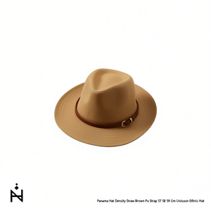 Cappello Panama in Paglia Marrone Densa con Cinturino in PU 57 58 59 Cm Unisex Stile Etnico - Product Image 2