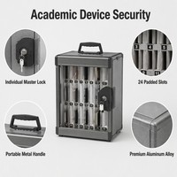 Glosen N2624 Casier de rangement pour smartphones en alliage d'argent à 24 positions avec entrée sécurisée à clé pour le stockage de téléphones en milieu institutionnel