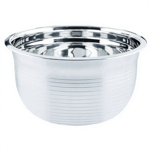 Modern Stainless Steel Round Serving <b>Bowls</b> 3-Piece Set Polished Metal Kitchenware - Product Image 1