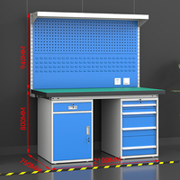 Plan de travail modulaire ESD avec tiroirs et support OBM, capacité de charge 300 kg, dimensions personnalisables pour atelier, mécaniciens, garage