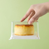 Boîte d'emballage transparente écologique pour petits gâteaux, boîte à gâteau carrée en plastique PET transparent avec fourchette et base