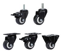 Roue pivotante silencieuse à double axe de 2 pouces, base plate, robuste, en acier inoxydable et nylon, avec frein, pour meubles, armoires et tables basses