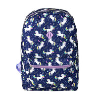 Tas Sekolah Set Ransel Promosi Haslor Fashion Navy Unicorn Star Full Print Unisex untuk Anak Perempuan, Anak-anak & Remaja, Produsen OEM