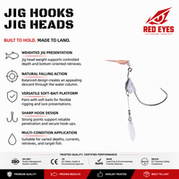 Têtes de jig en acier inoxydable Red Eyeds avec clip à ressort, lame et hameçon offset – Échantillon gratuit – Leurre de pêche renforcé – Meilleure vente en gros