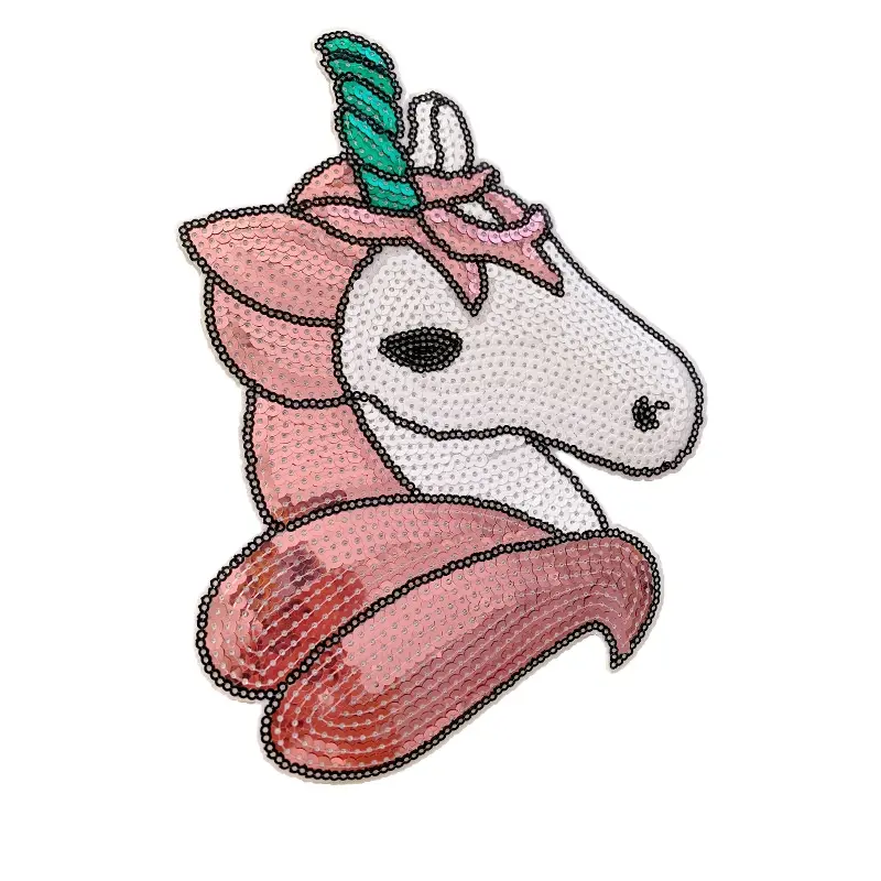 Venta caliente unicornio caballo dibujos animados Animal bordado parche para Decoración