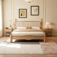 Base de Cama Individual de Madera de Fresno Duradera y Ecológica, Estilo Moderno de Mediados de Siglo, con Cabecero Tapizado en Tela y Diseño a Rayas, Ideal para Apartamentos