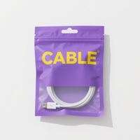 Sacs à fermeture éclair personnalisés transparents brillants avec câbles de données USB scellés sur 3 côtés sacs en plastique étanches avec fil d'ordinateur pour l'emballage