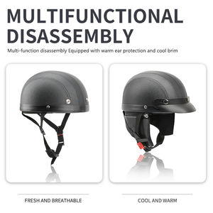 <span class=keywords><strong>Casque</strong></span> de moto unisexe à bord détachable pour adulte, accessoire vintage pour l'été et l'hiver - Product Image 3