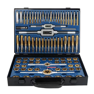 Jeu de tarauds <span class=keywords><strong>et</strong></span> filières SAE <span class=keywords><strong>et</strong></span> métriques 86 pièces en acier revêtu de titane, outils à main pour la filetage interne <span class=keywords><strong>et</strong></span> externe des métaux - Product Image 1