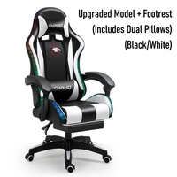 Chaise de jeu pliable multicolore avec repose-pieds rétractable, chaise de course ergonomique en maille, éclairage LED, accoudoirs réglables, inclinable