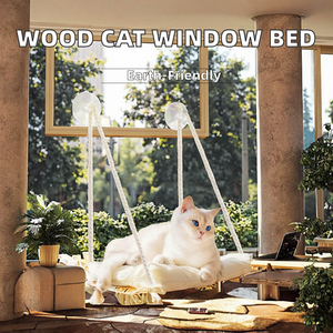 Cama y Mueble para Gatos de Madera Maciza y Fibra Ecológica con Ventosas Fuertes para Colgar en la Ventana - Product Image 2