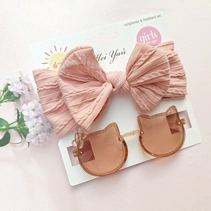 Nuovo Set 2026 Occhiali da Sole per Bambini con Fiocco e Fascia per Capelli, Accessori per Piccole Principesse, Occhiali da Sole Senza Montatura UV400 - Product Image 3