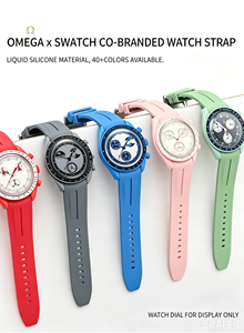 <span class=keywords><strong>Correa</strong></span> de Reloj Deportiva de Silicona Elástica Transpirable con Extremos Curvos de 20 mm, Correas de Goma Suave de Repuesto para OmegaXswatch - Product Image 6