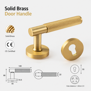KOPPALIVE Set <span class=keywords><strong>Maniglia</strong></span> per Porta in Ottone Massiccio Moderno e Lussuoso, Finitura Oro Satinato o Nero, <span class=keywords><strong>Serratura</strong></span> Privacy per Porte Interne - Product Image 2