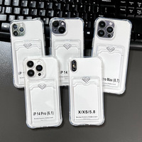 Casing Anti Jatuh untuk iPhone 17 18 Pro Max Transparan dengan Slot Kartu, Penyangga Ponsel, Penutup Belakang, Casing Ponsel Transparan, Dompet
