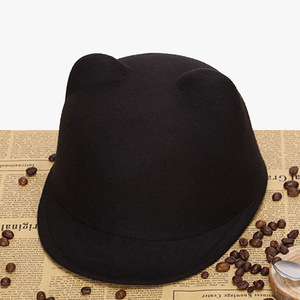 Children's Cat Ear Equestrian Hat Faux Wool Spring Autumn Sun Protection Non Foldable Polyester Top Hat - Product Image 1
